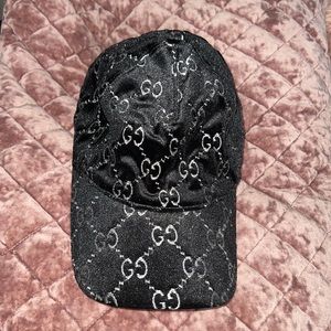 Unisex Gucci GG Monogram Black Velvet Hat/Cap L